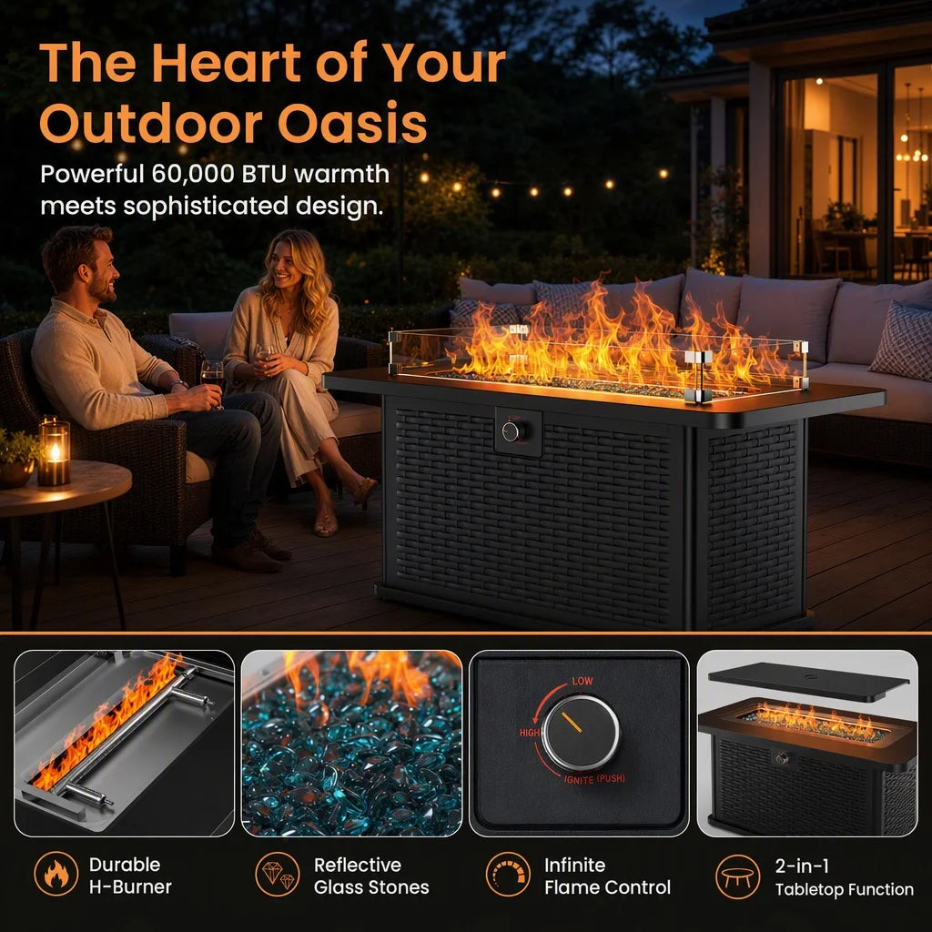 Premium Stainless Steel Propane Fire Pit Table For Patio