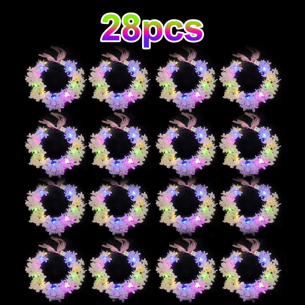 LED Glow Flower Headband And Floral Wreath Hair Accessories