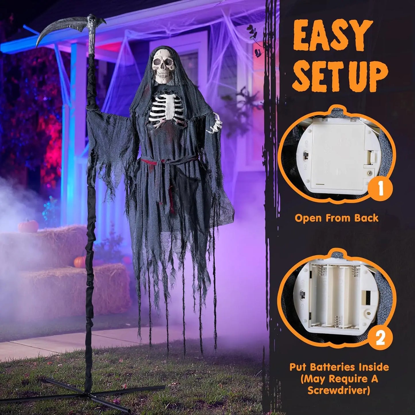 Joyfy Animated Flying Grim Reaper Halloween Garden Decor