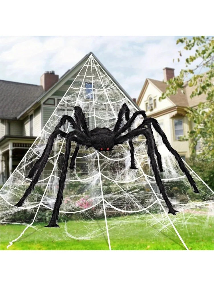 Halloween Giant Spider And Spider Web Outdoor Decor Set