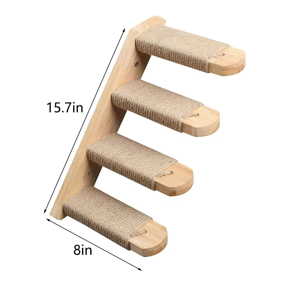 CWV Wall Mounted Cat Climbing Shelf Sisal Scratching Post