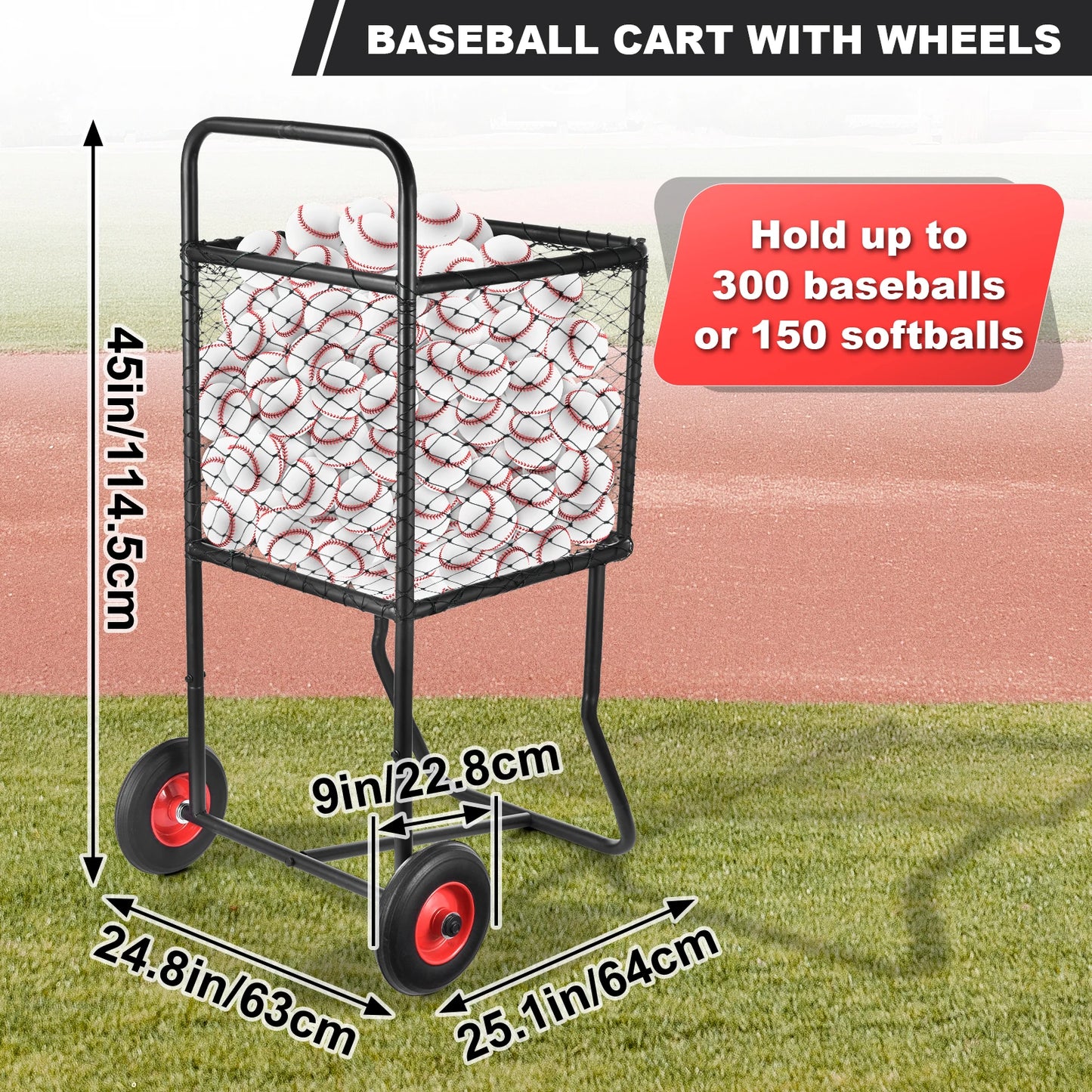Durable Rolling Baseball Softball Storage Cart With Wheels
