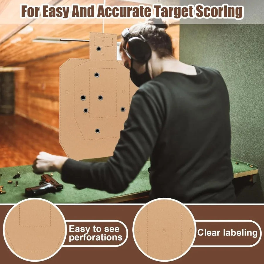 Shooting Targets Silhouette Tactical Cardboard Targets for Shooting Range Practice Competitions SelfDefense Training Durable an