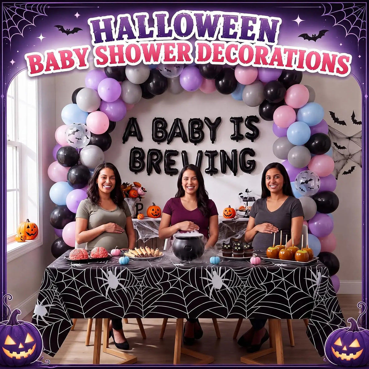Halloween Gender Reveal Baby Shower Decorations Kit With Balloon Garland
