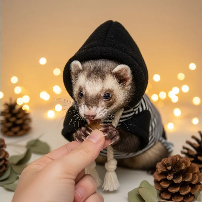Soft Ferret Hooded Walking Outfit With Built In Leash Hole