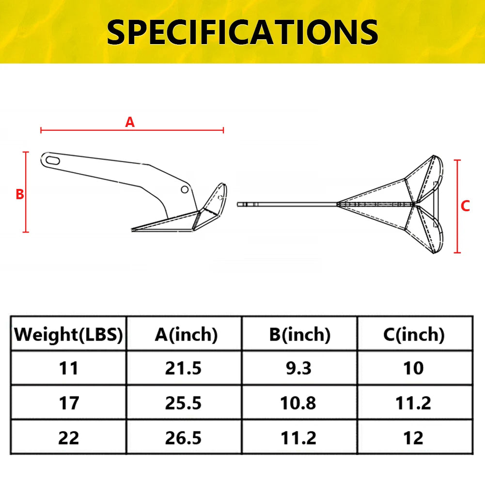 HiMISS Premium 316 Stainless Steel Triangular Boat Anchor