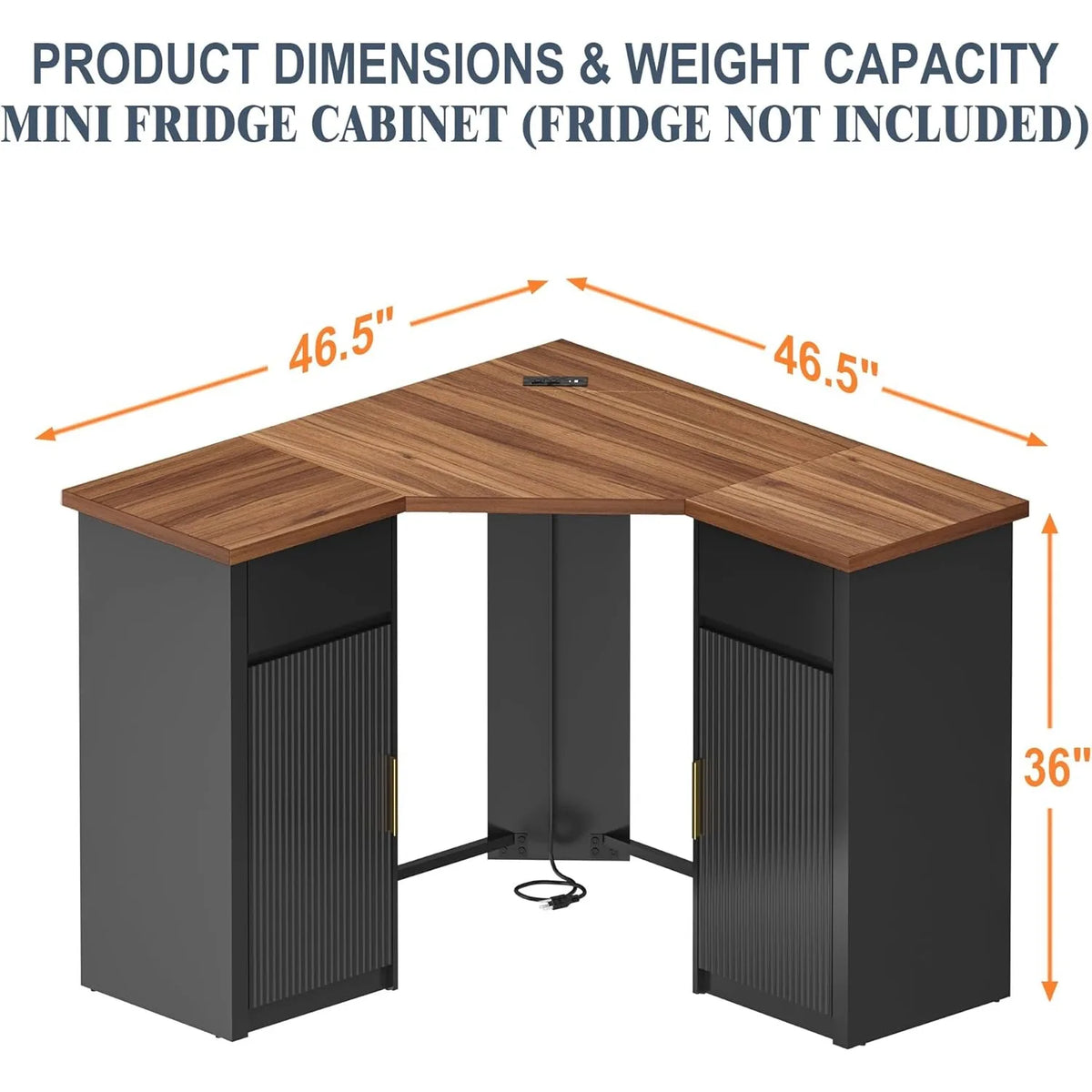 XIUWO Corner Bar Cabinet With Fridge Space Home Beverage Station