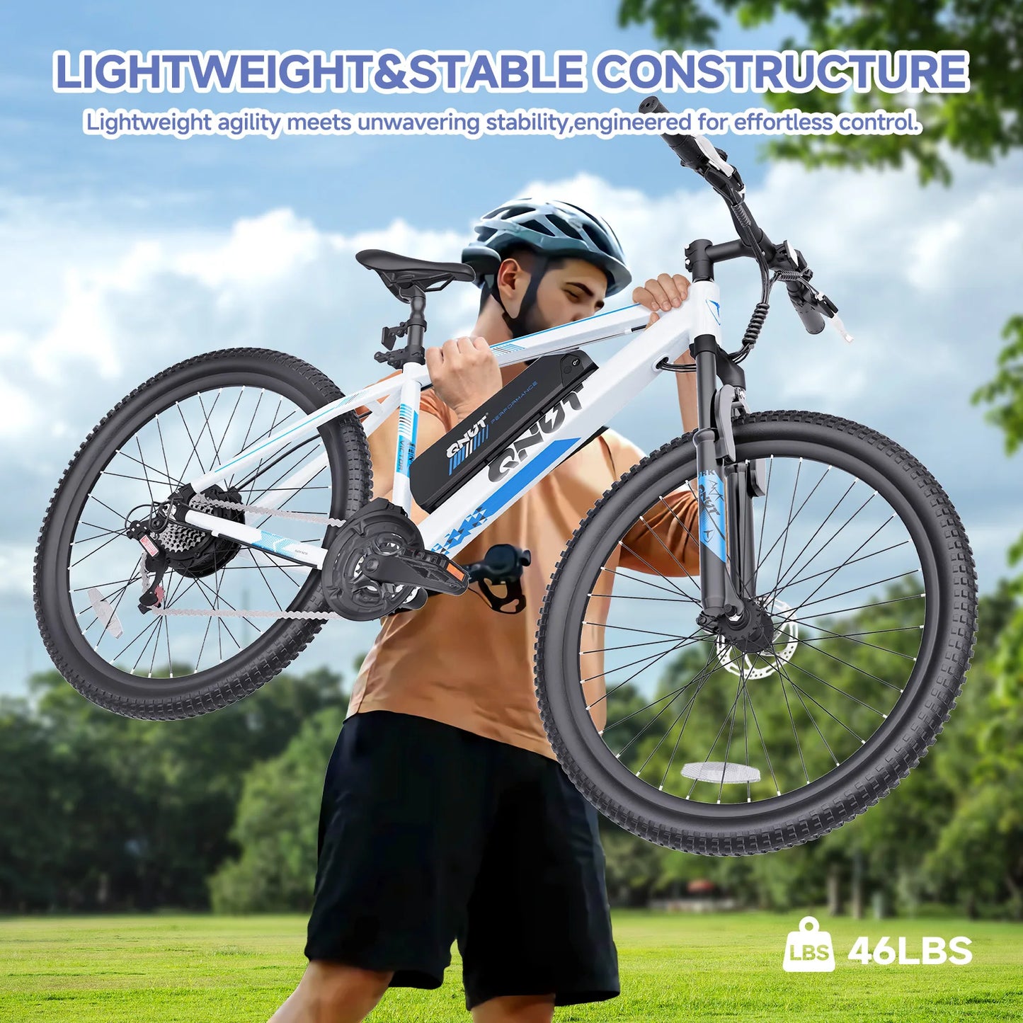 QNUT 1000W Peak Electric Mountain Bike With 10Ah Removable Battery