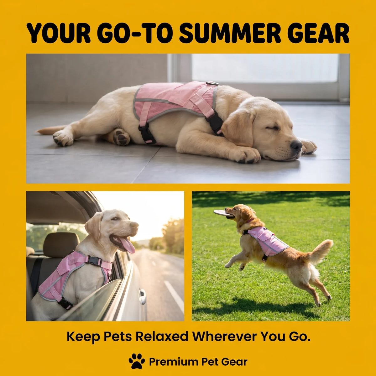 Pet Dog Cooling Vest Harness With Freezable Cooling Packs
