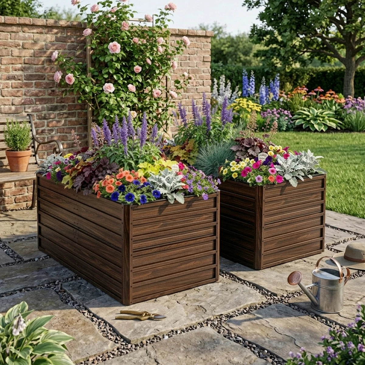 4x3x1ft Metal Raised Garden Bed,Deep Root Outdoor Galvanized Planter Box,Patio Kit Planting Beds for Vegetables Flowers Herb,Black
