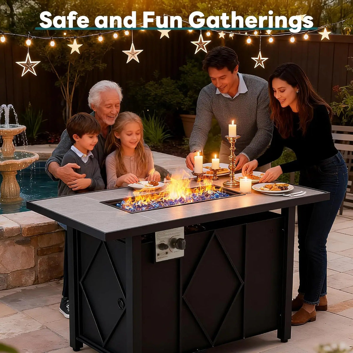JHK Outdoor Propane Fire Pit Table For Patio Gardens