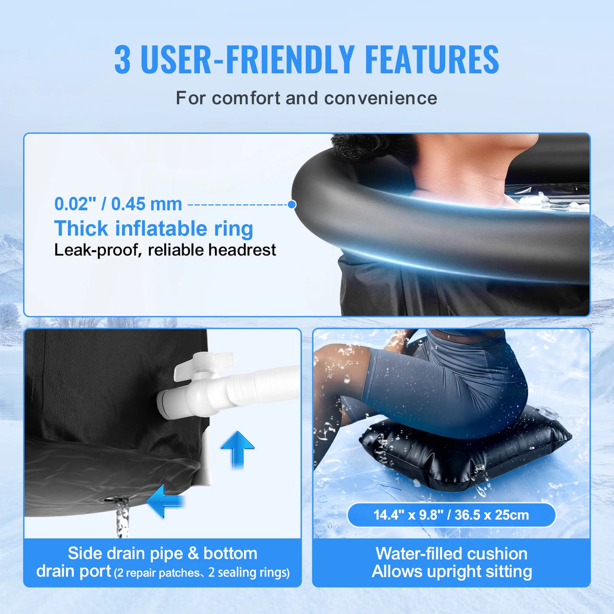 SucceBuy Portable Inflatable Ice Bath Tub for Cold Water Therapy