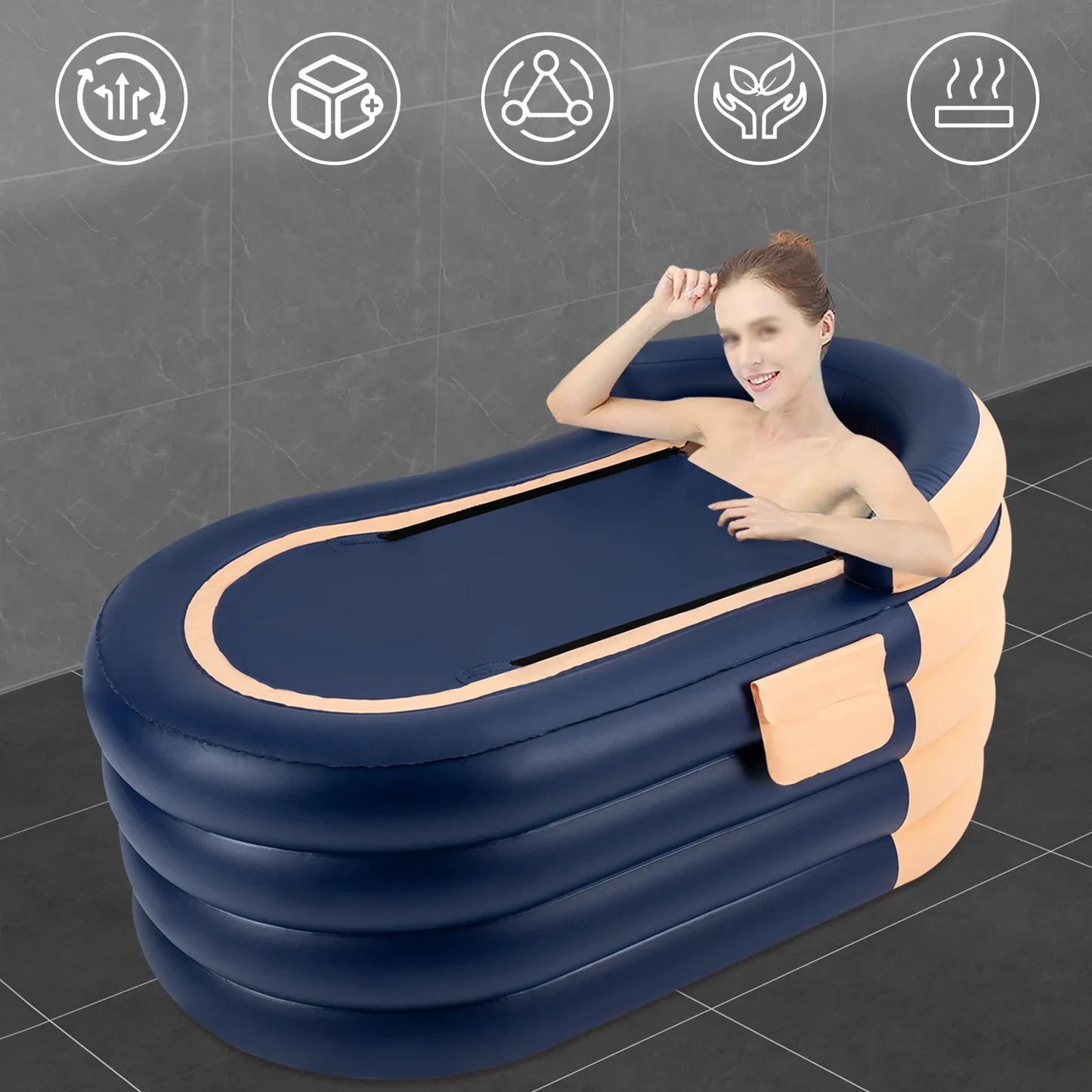 ByMaocar Portable Inflatable Hot Tub With Cover And Pump