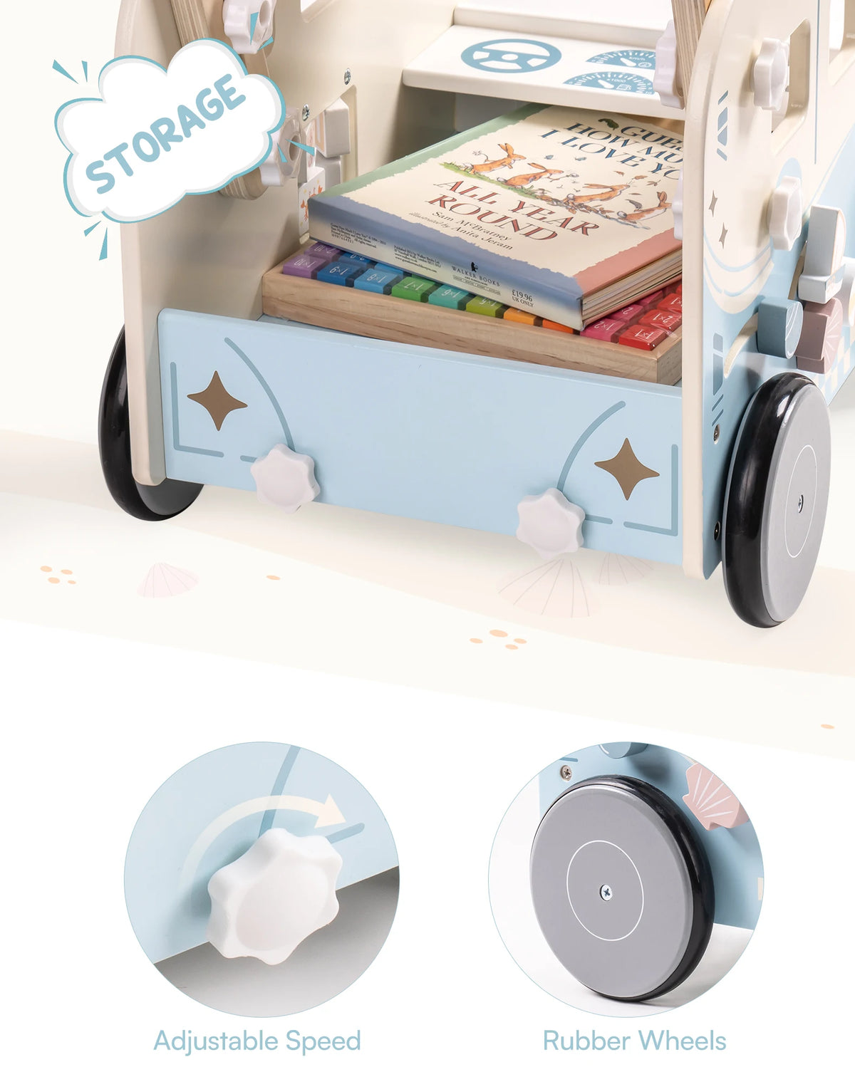 Robud Toddler Activity Walker Push Cart Baby Motor Skill Toy
