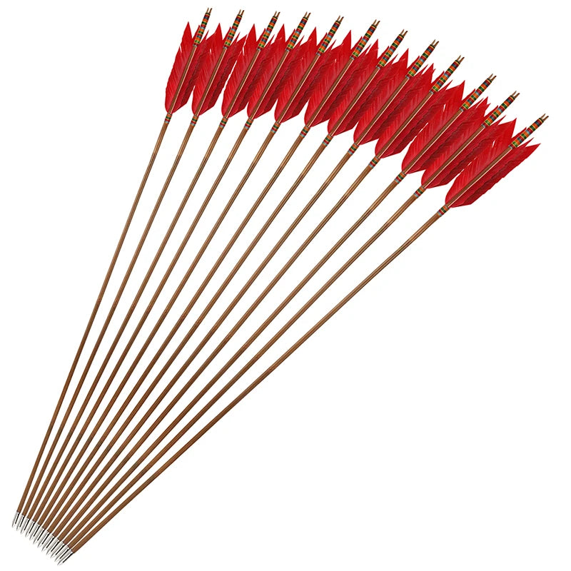 Premium Bamboo Archery Arrows Featuring Natural Turkey Feather Fletching
