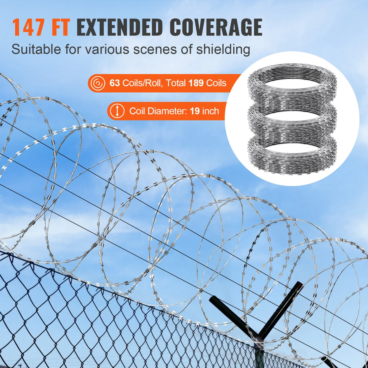 Succebuy Galvanized Double Spiral Razor Wire Fence Coil