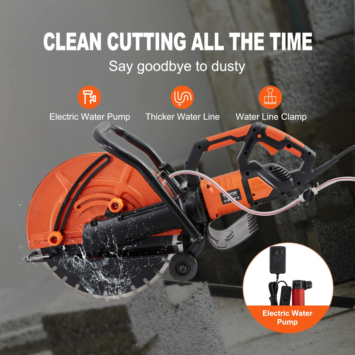SucceBuy 3200 Watt Electric Concrete Saw With Adjustable Cutting Depth