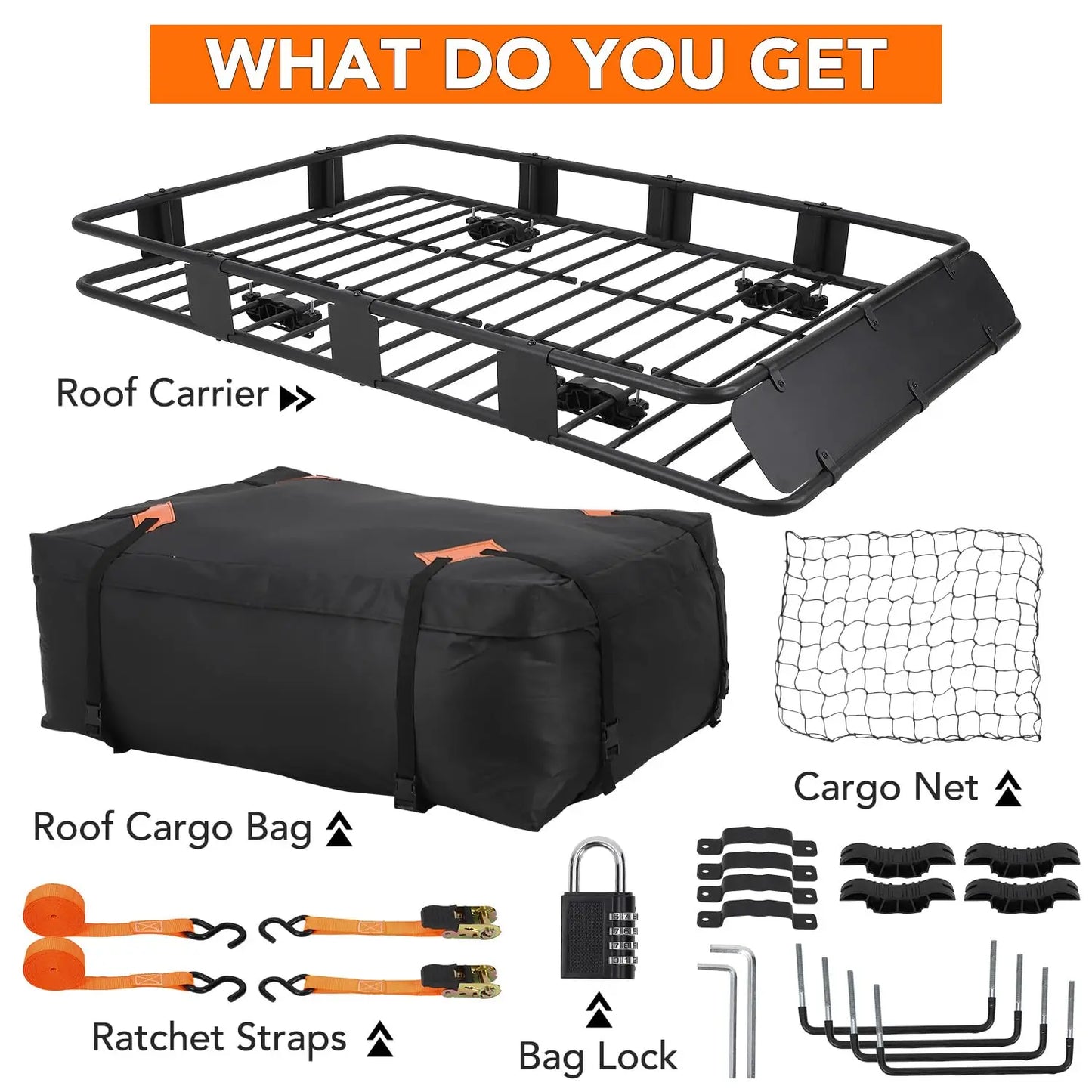 HiMISS Adjustable Steel Roof Rack Basket 200LB Cargo Carrier