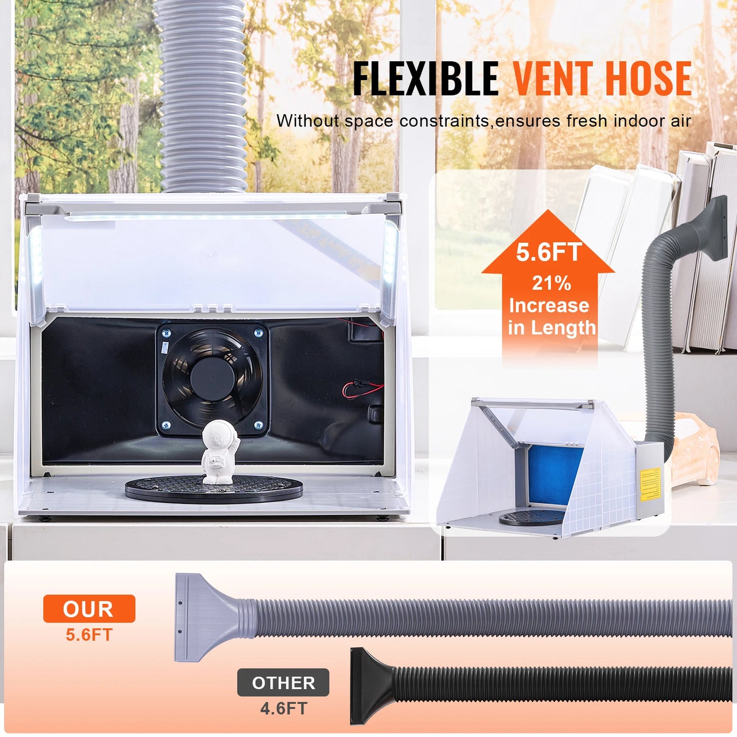 Portable Airbrush Spray Booth With Dual Fans LED Exhaust Hose