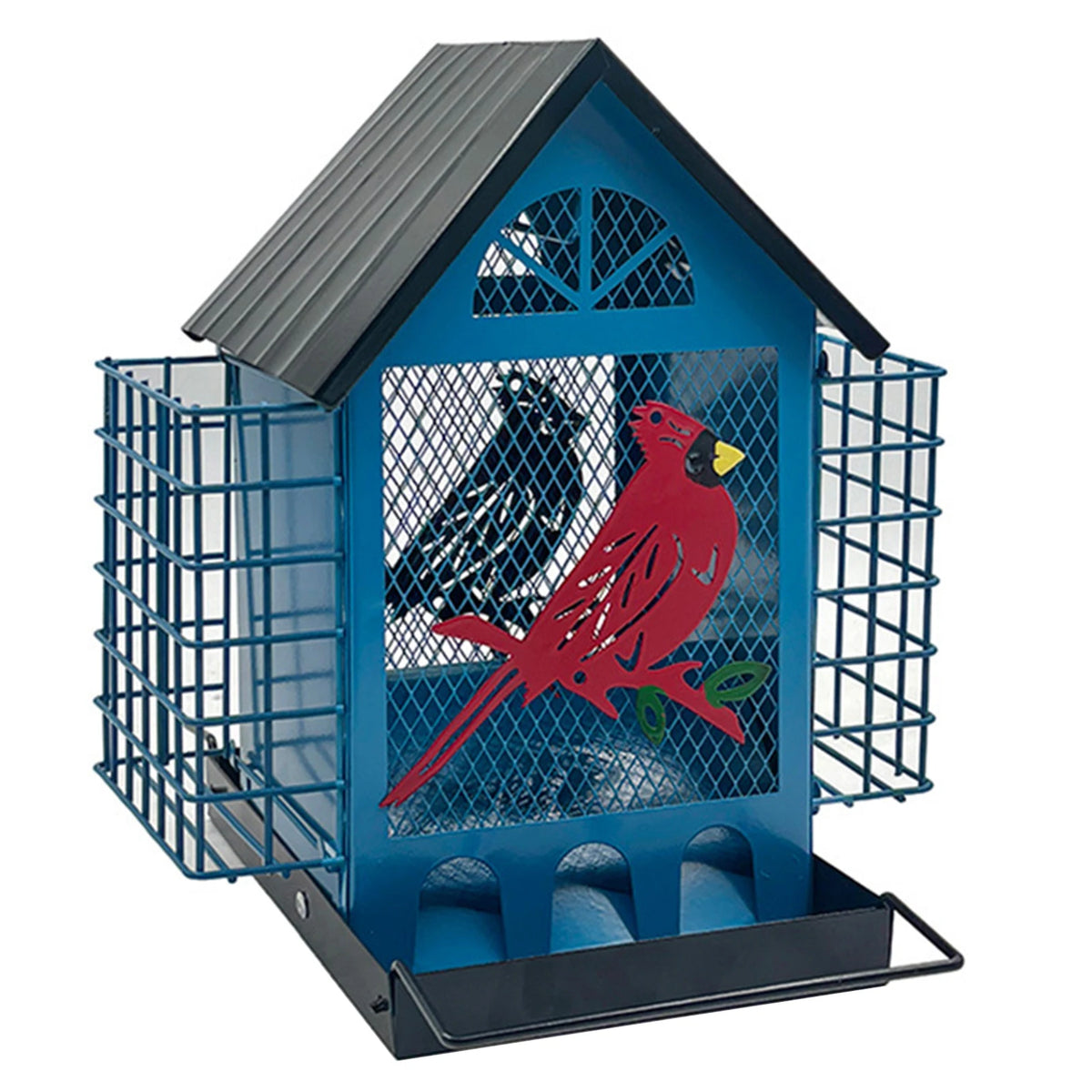 Squirrel Proof Outdoor Hanging Bird Feeder With Double Suet Tray