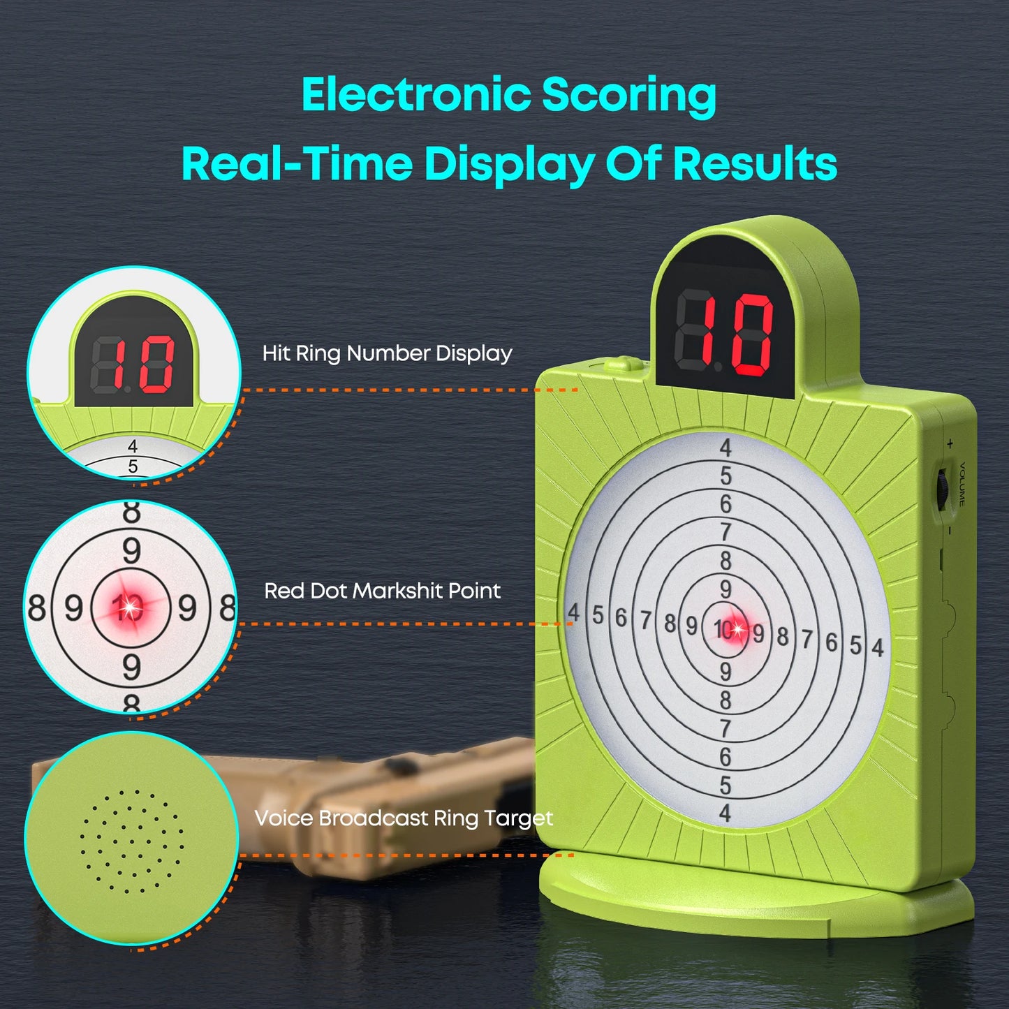 Seven-ring intelligent induction target, accurately records every hit, voice broadcast, home shooting training gadget.