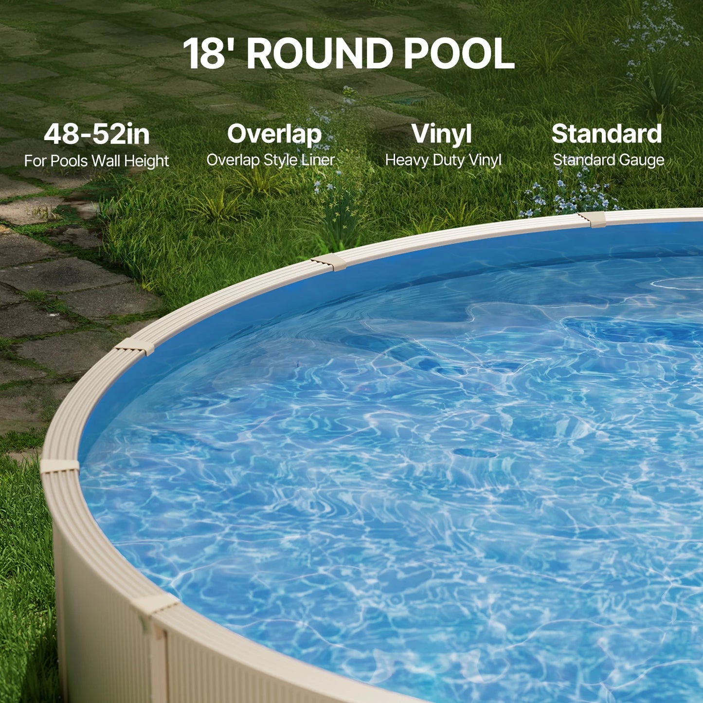 SucceBuy Swimming Pool Liner Replacement Vinyl Overlap Style