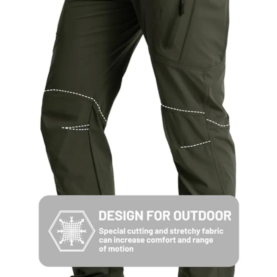 Men's Lightweight Hiking Tactical Pants Waterproof Quick Dry Cargo Work Rain Outdoor Pants 8 Pockets