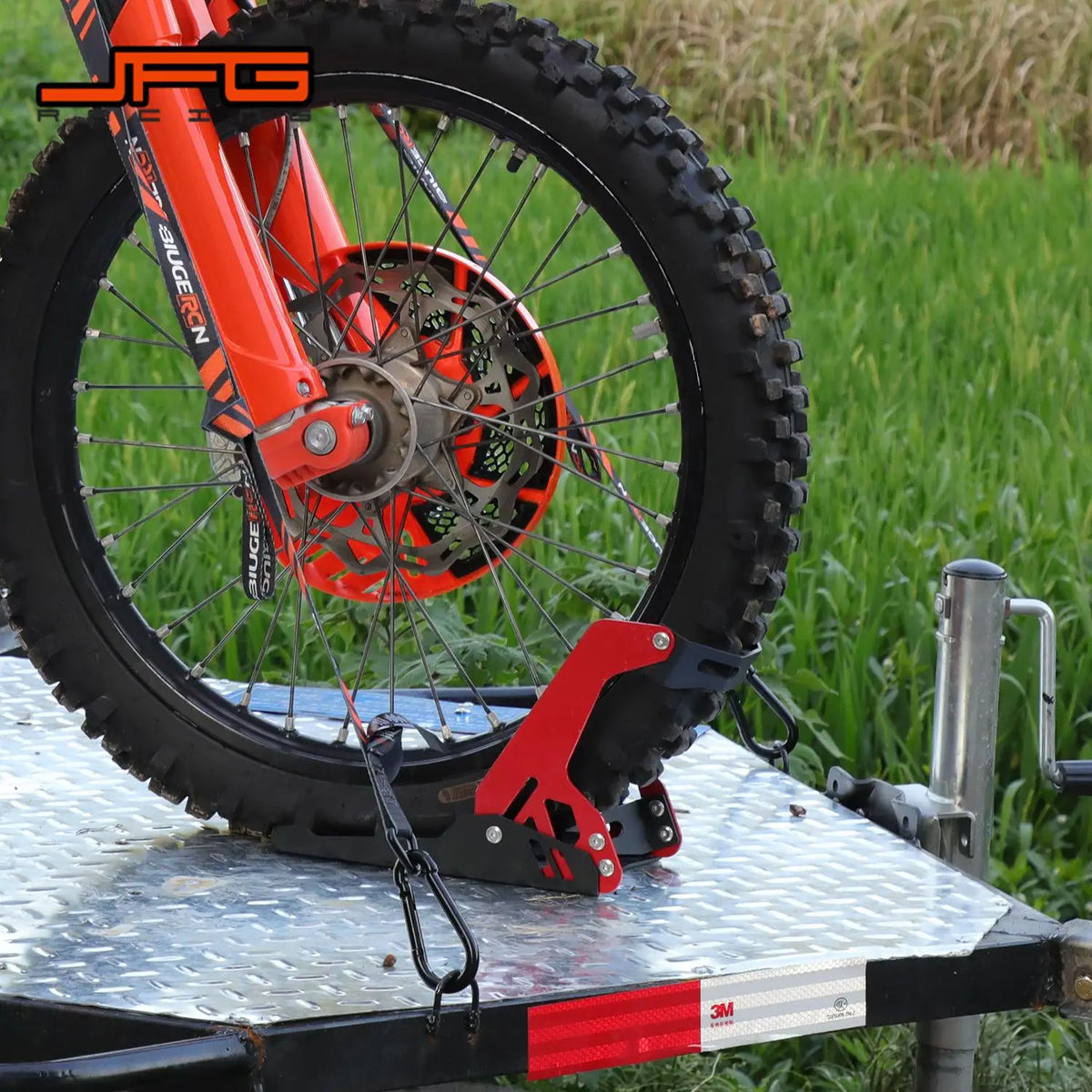 JFGRACING Heavy Duty Motorcycle Trailer Front Wheel Stand Parking Chock