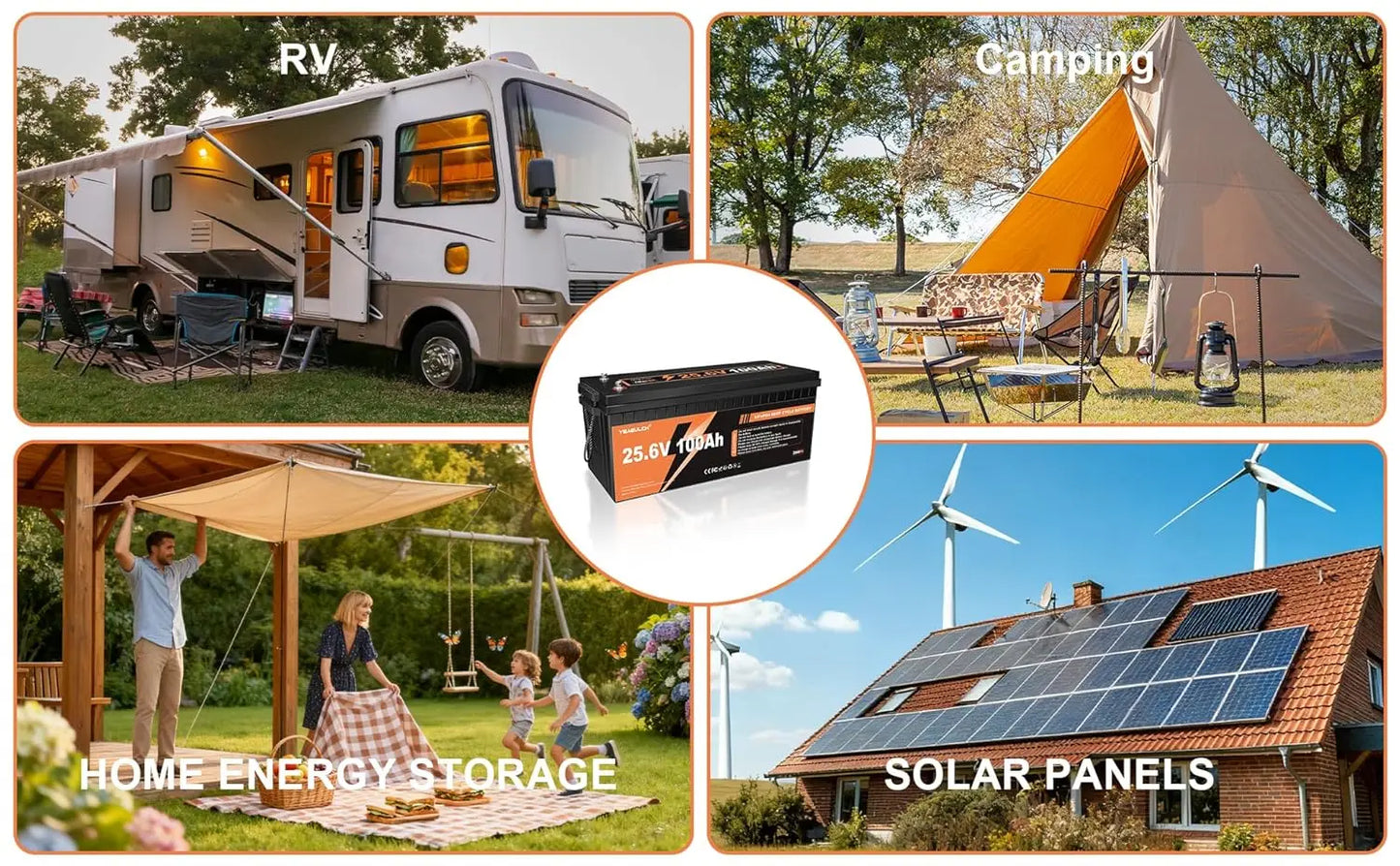 2 Packs 24V 100Ah LiFePO4 Battery with 100A BMS 2560Wh | 15000+ Deep Cycles Rechargeable Perfect for Off-Grid Solar, Customized
