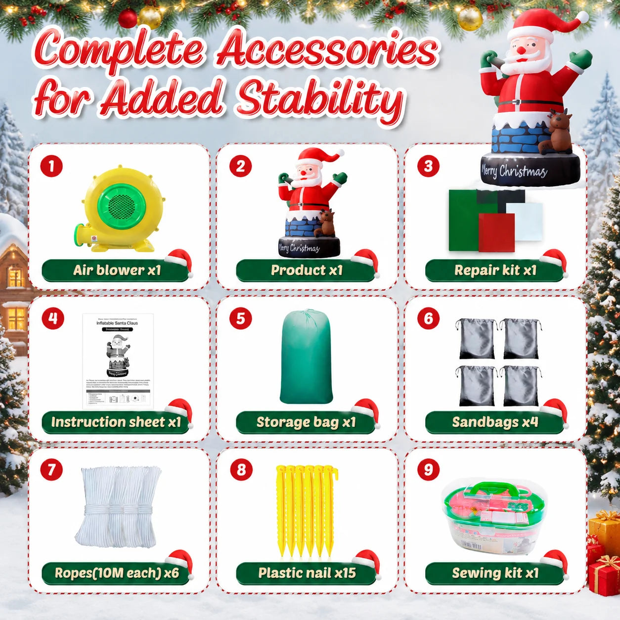 Inflatable Christmas Chimney Santa Claus Outdoor Holiday Decoration