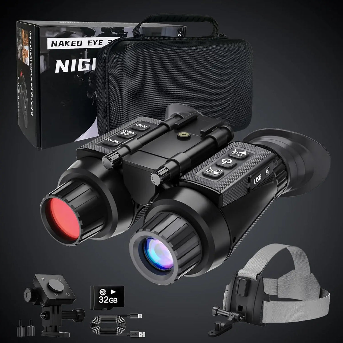 GOYOJO Rechargeable Hands Free Head Mounted Night Vision Goggles