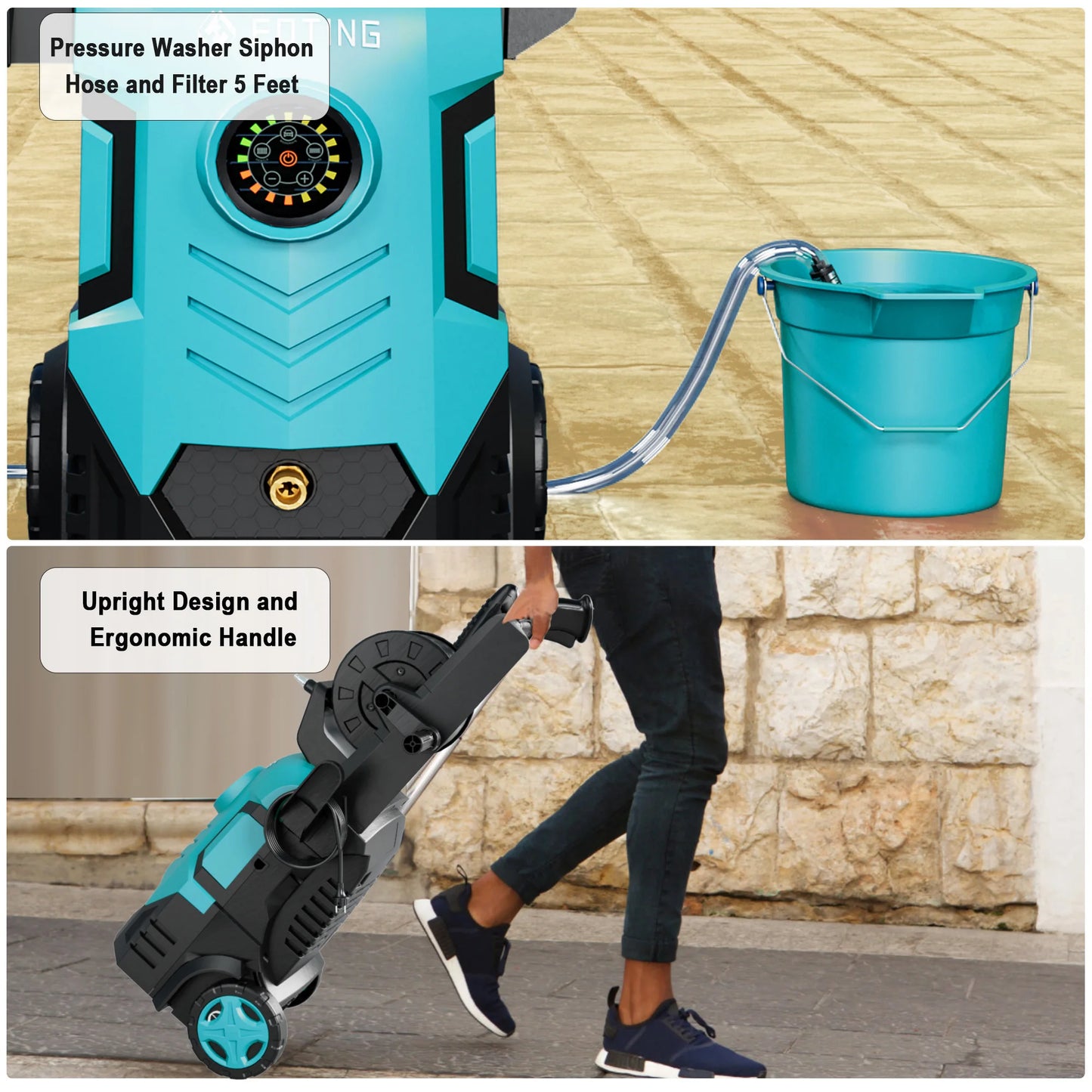 2026New Pressure Power Washer 5000PSI with Adjustable Touch Screen 8 Level, 34" Tall, 4 Quick Connect Nozzles,Inlet Hose&Filter&500mlFoam Cannon for Cars/Fences/Driveways/Home Cleaning