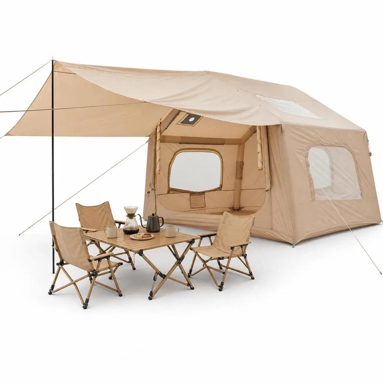 Inflatable Outdoor Camping Tent With Skylight And Canopy