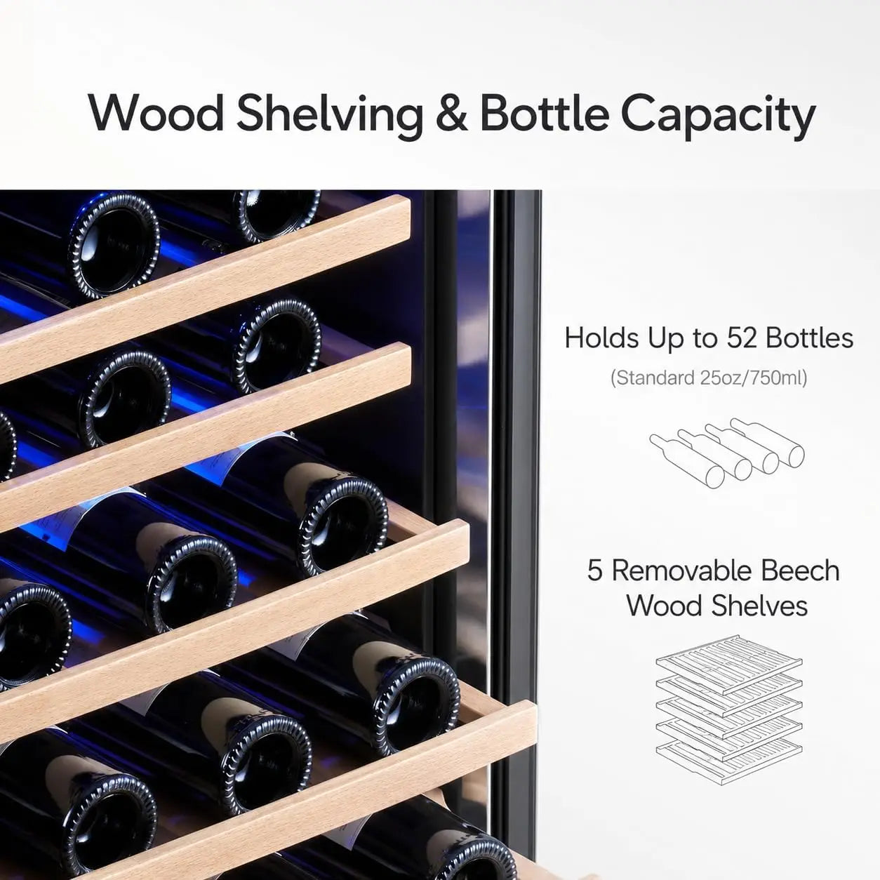Acekool Single Zone Built In Wine Cooler With Digital Control