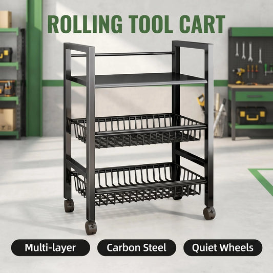 Heavy Duty Rolling Storage Cart With Pull Out Mesh Baskets