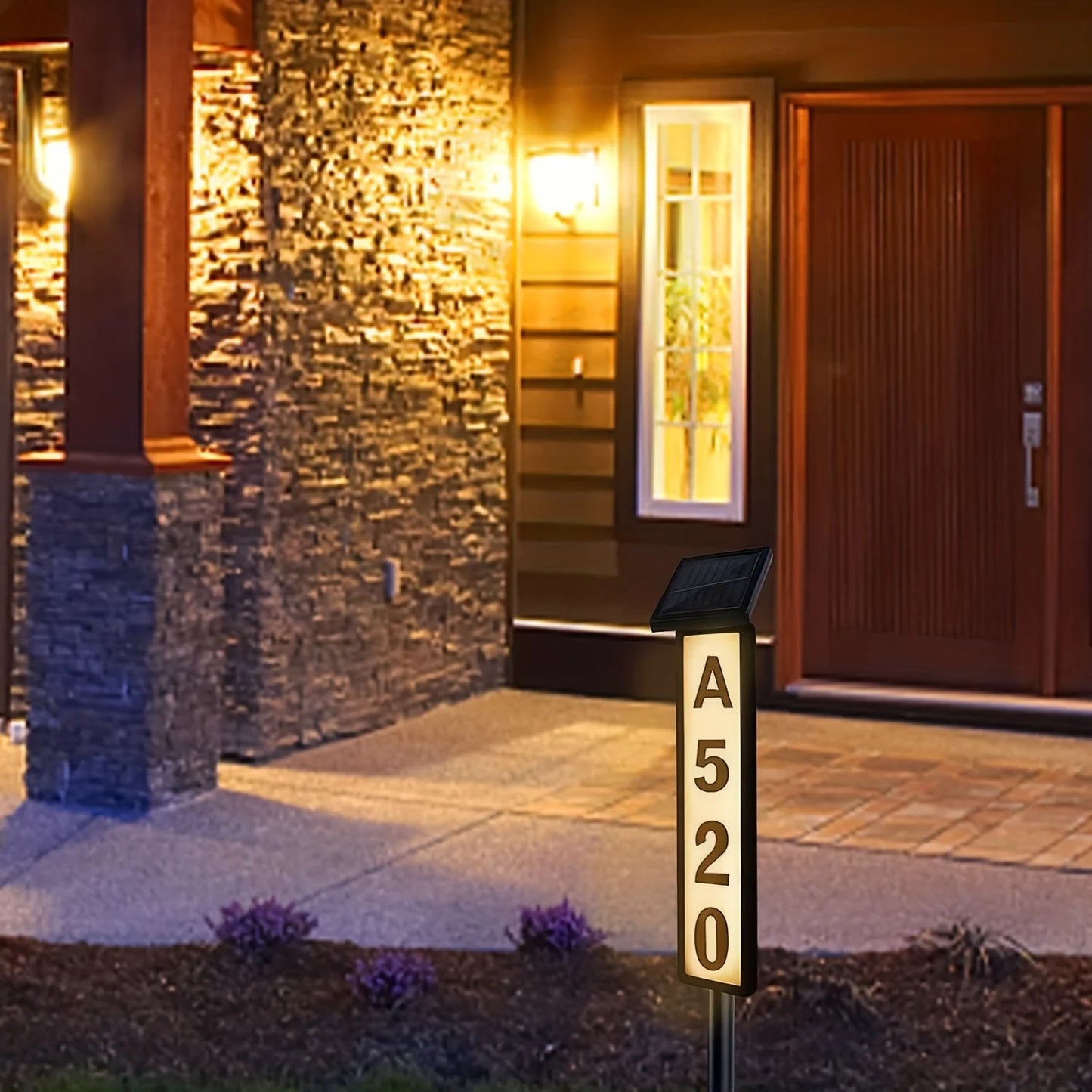 Solar Powered Outdoor Address Sign Ground Insert Lawn Light