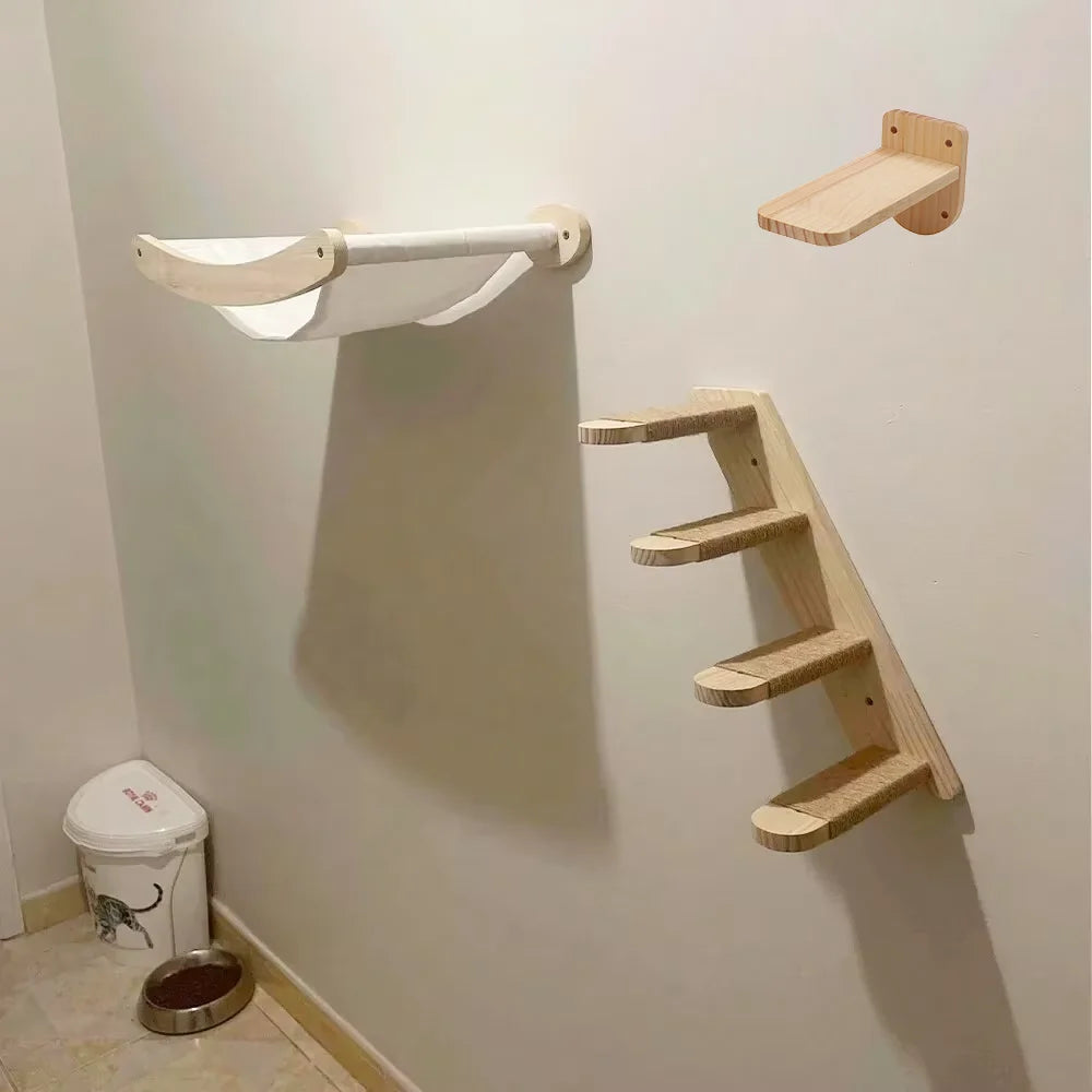 CWV Wall Mounted Cat Hammock And Sisal Scratching Shelf
