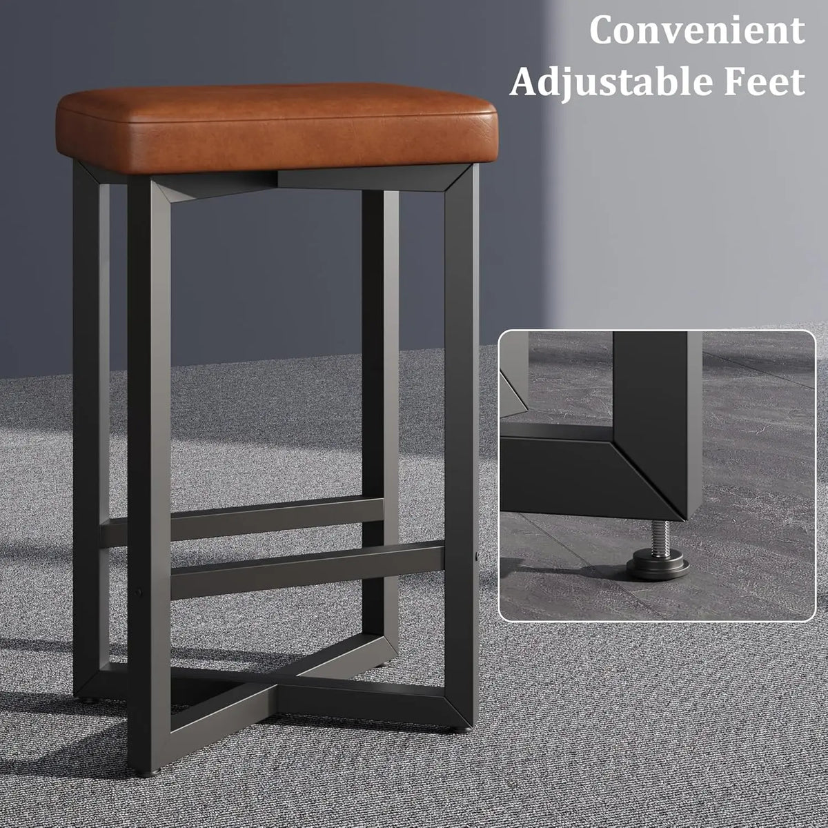 Garvee Modern Backless Bar Stools With Metal Frame And Footrest
