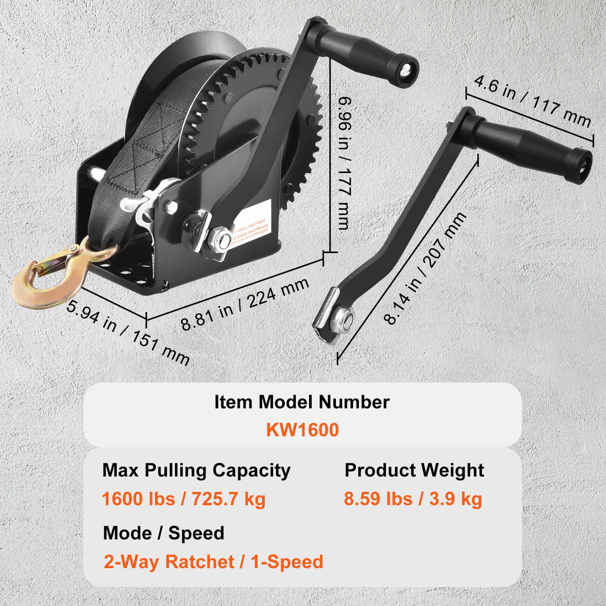 Succebuy Heavy Duty Manual Boat Trailer Winch With Ratchet Strap