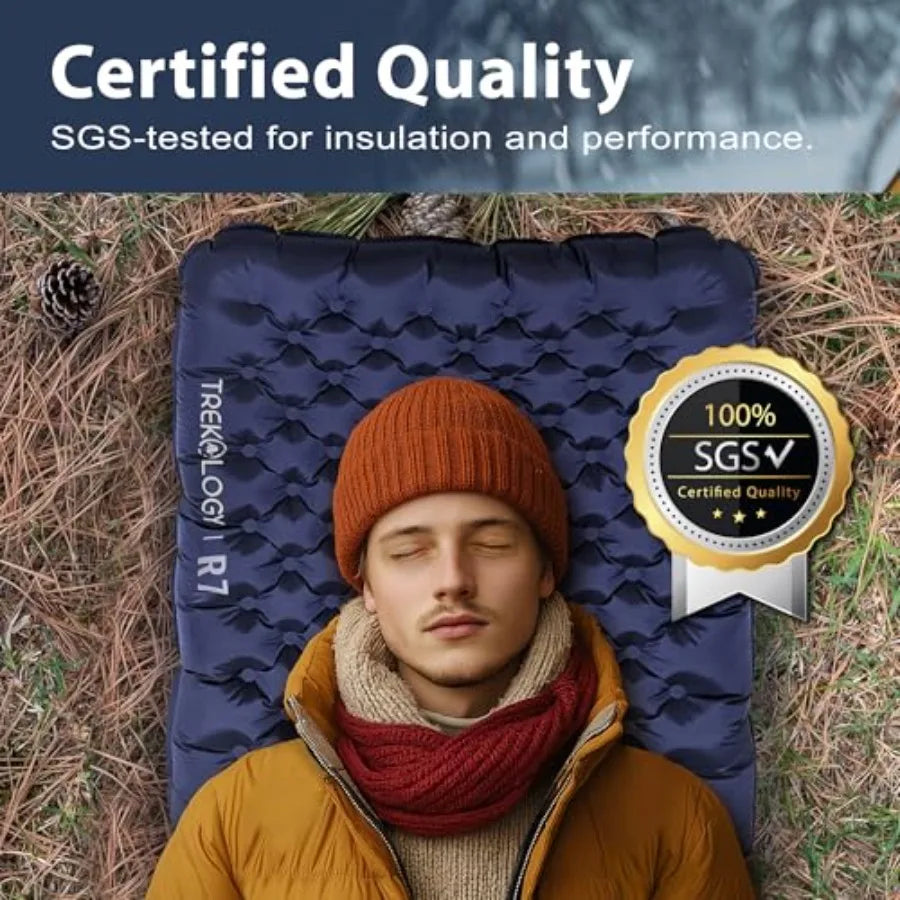 Sleeping Pad for Camping Ultra-Lightweight, 4" Thick Camping Mat with 7.2 R-Value for All Seasons Compact, Durable and Waterpro