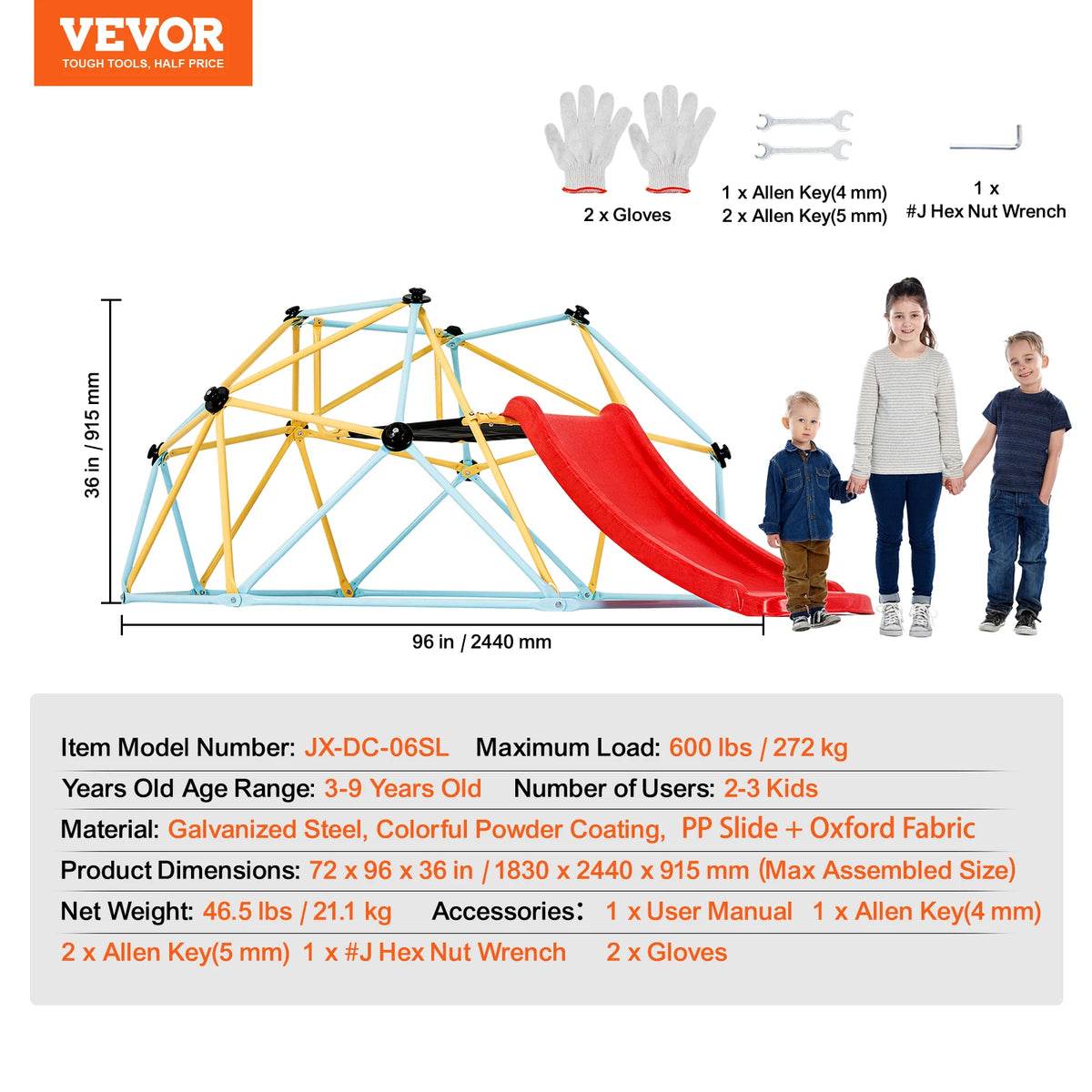 SucceBuy Outdoor Climbing Dome With Hammock And Swing Playset