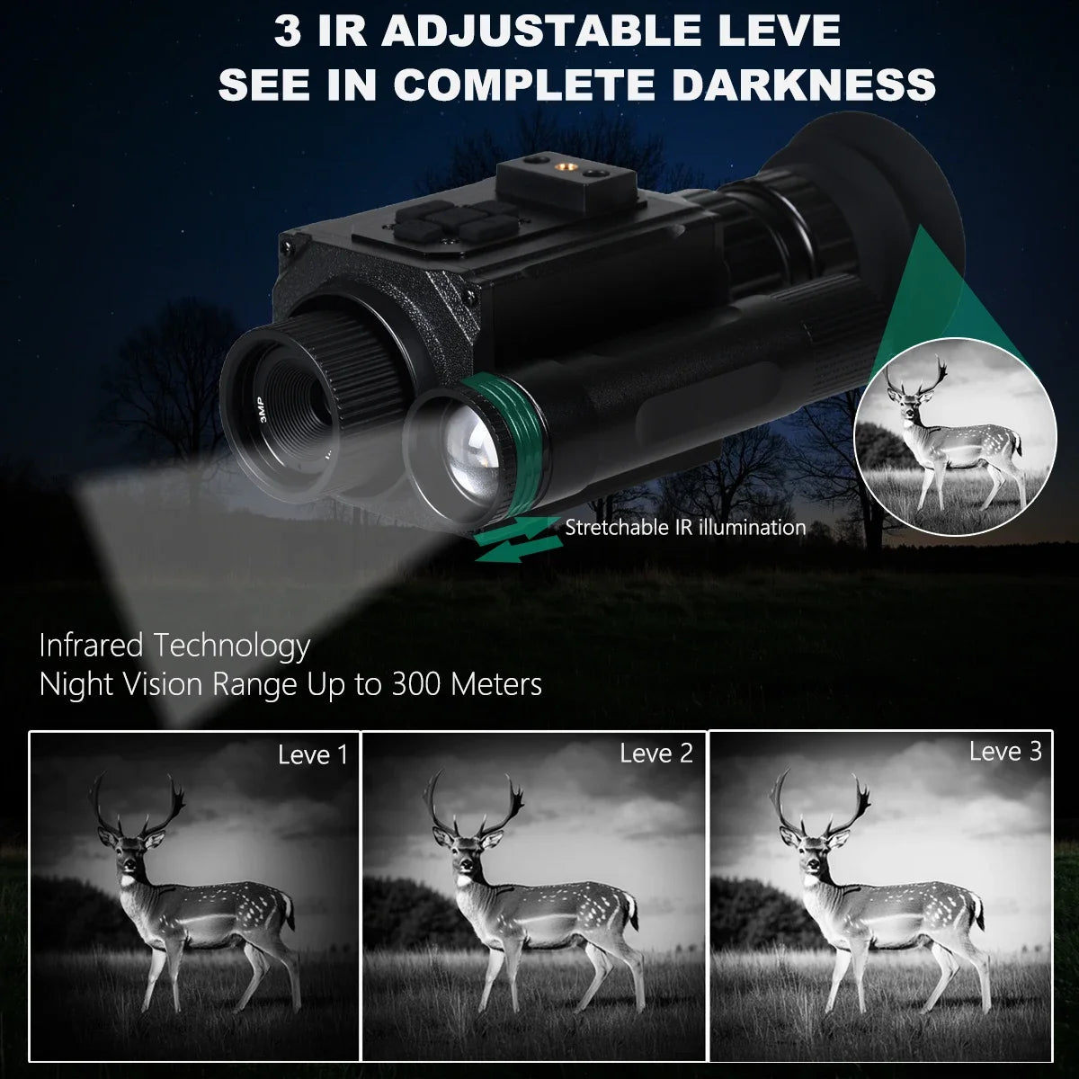 Megaorei 5X Night Vision Monocular Featuring HD Recording Capabilities