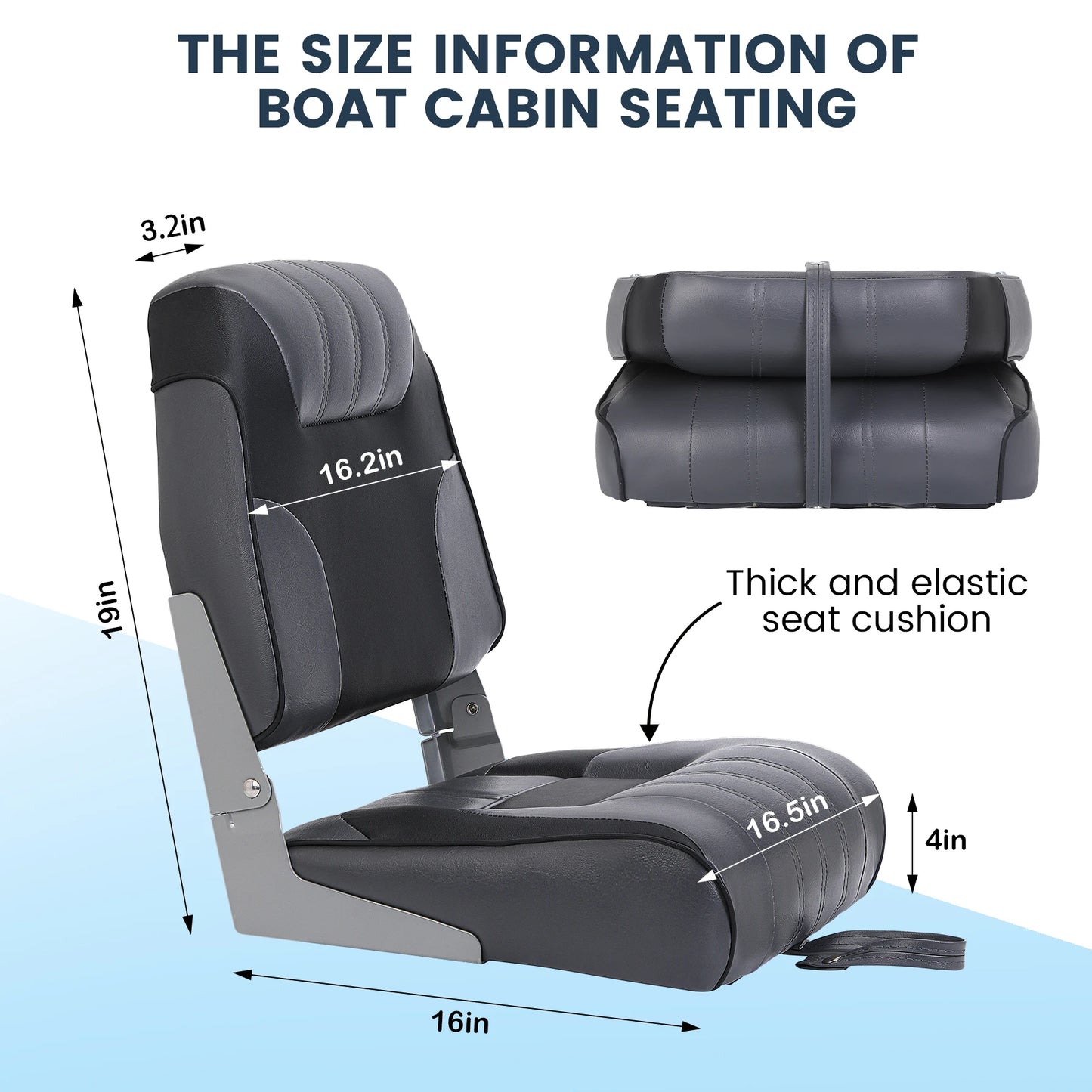 Padded Folding Boat Seat Weather Resistant Captain Fishing Chair