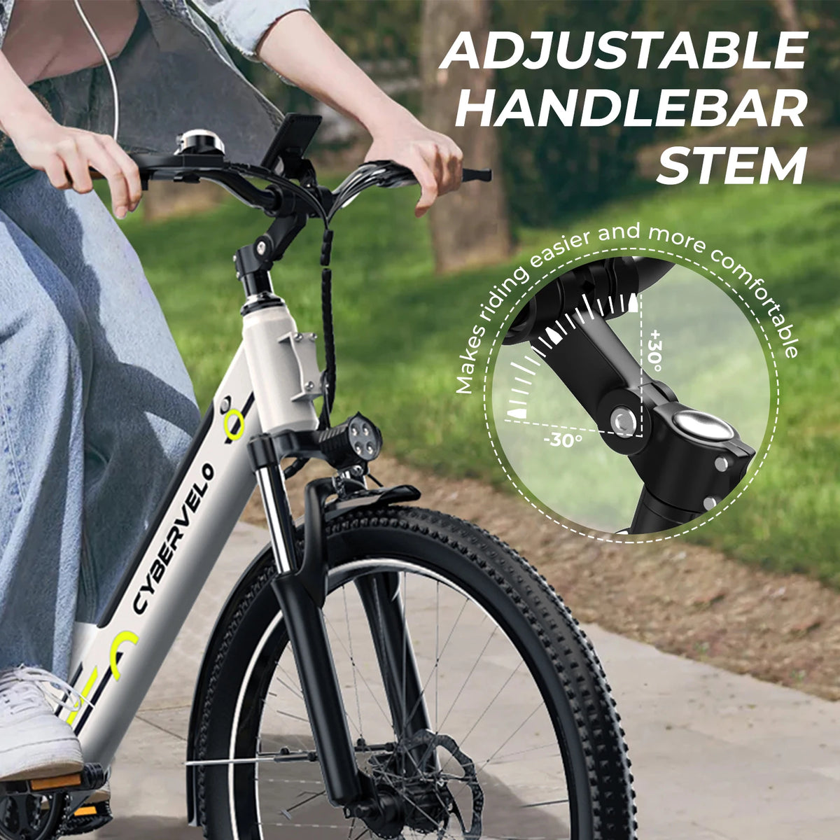 Cybervelo Urban Commute Step-Thru Electric Bike With 1000W Peak Motor