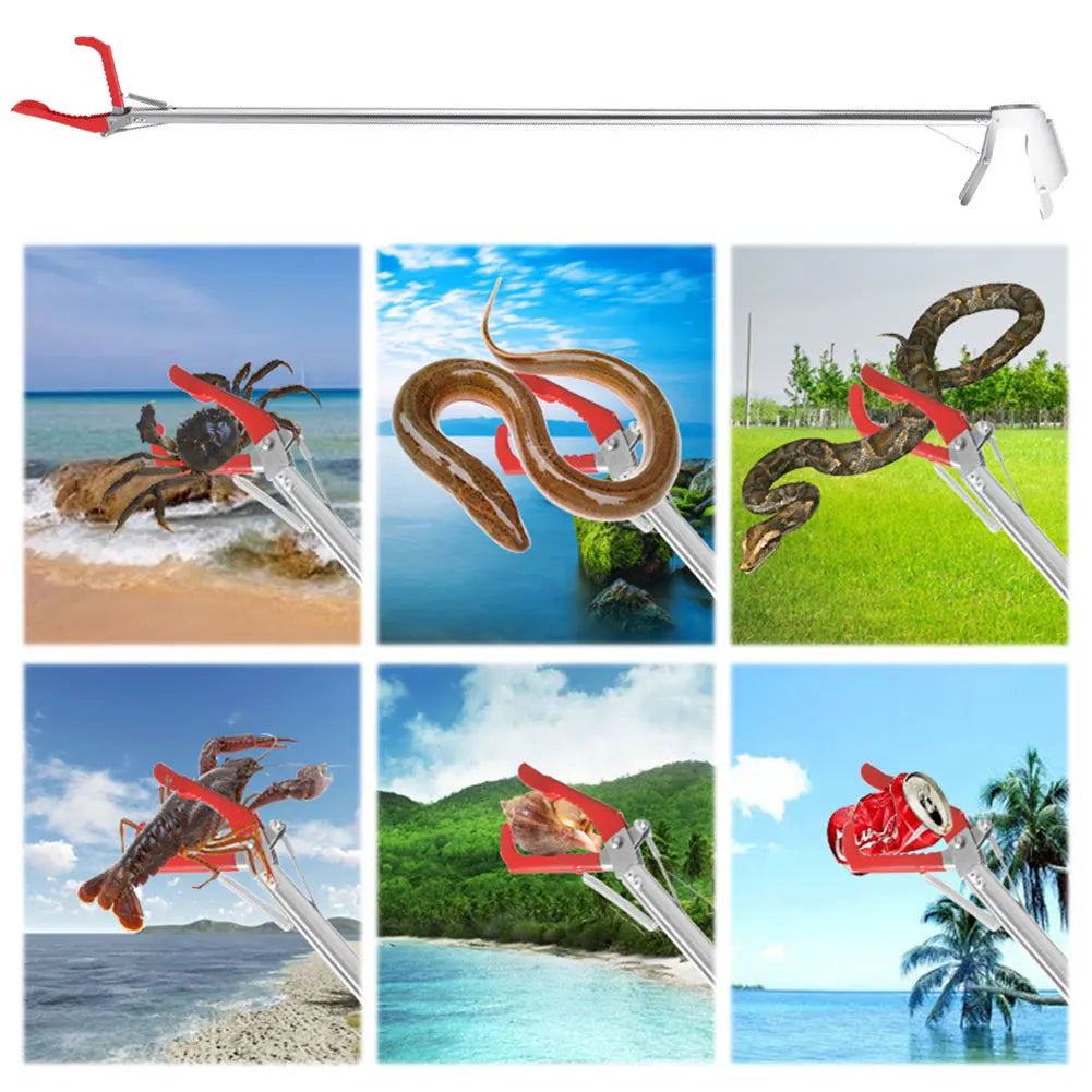 Stainless Steel Foldable Snake Tongs Wide Jaw Reptile Grabber Tool