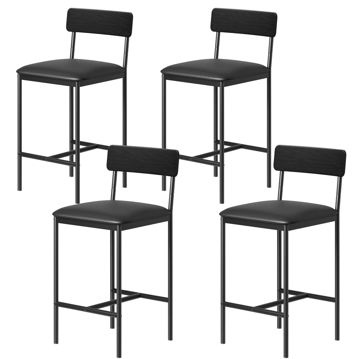Heavy Duty Bar Stools With PU Leather Backrests And Footrests