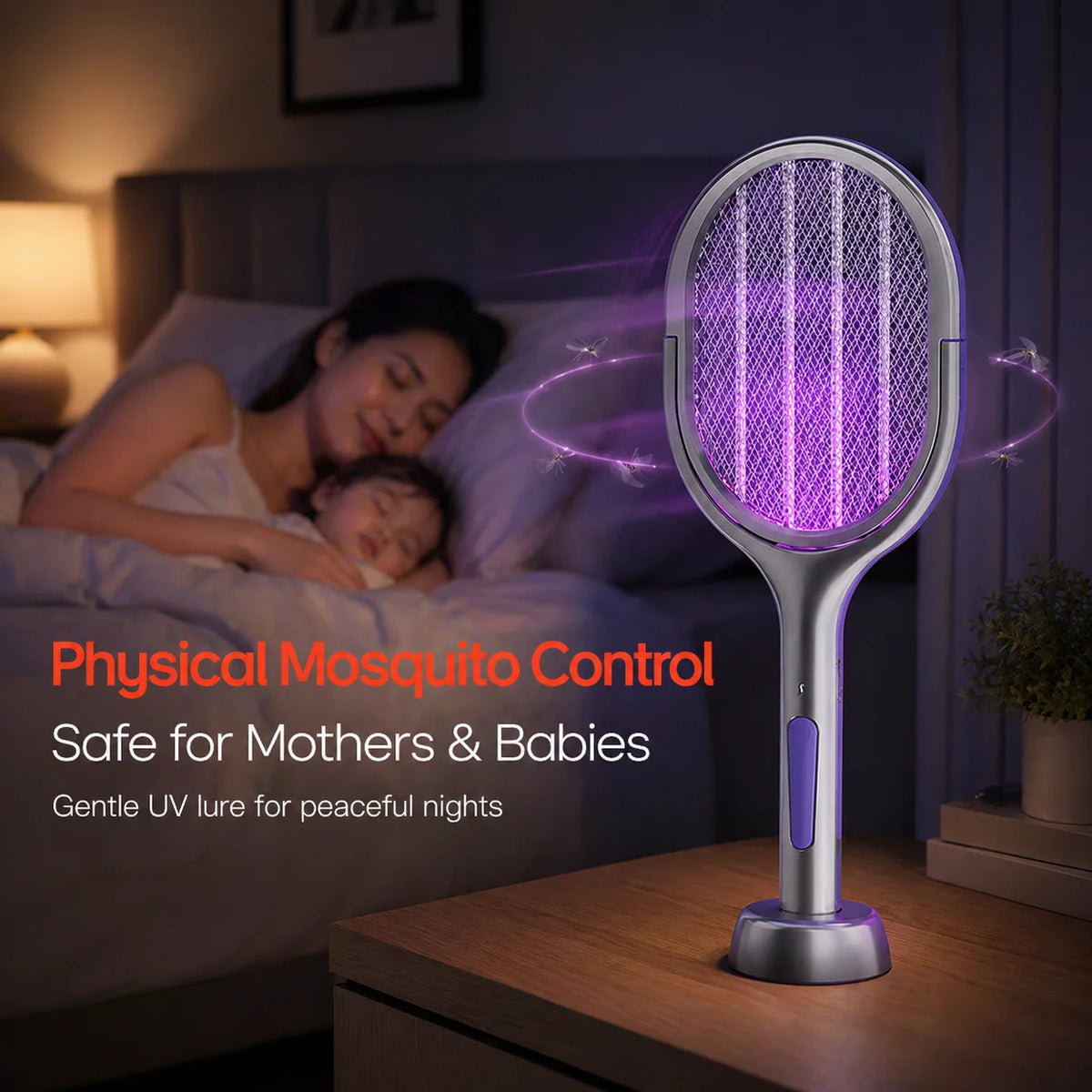Portable Electric Mosquito Swatter With UV Lure Lamp
