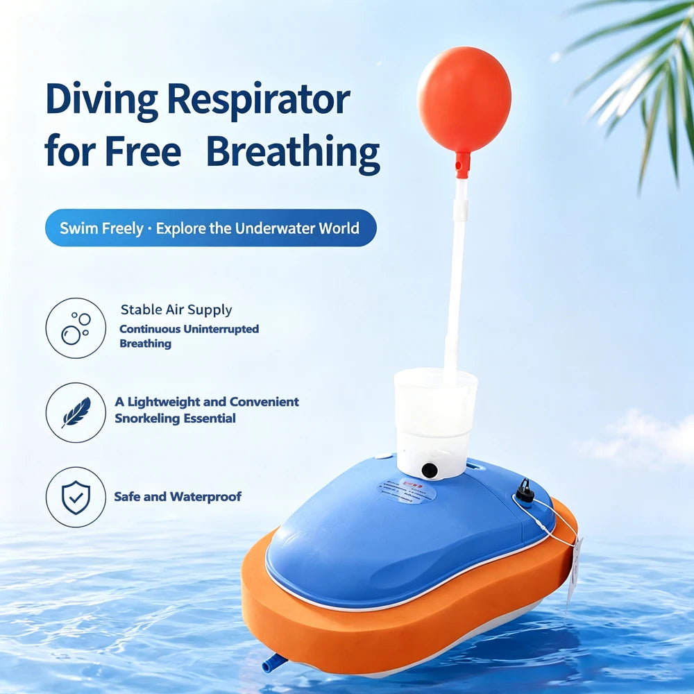 LieYu Rechargeable Snorkeling Equipment Portable Tankless Underwater 45min Working 7m Depth Waterproof Scuba Diving Ventilator Rechargeable Oxygen Generator Respiratory System Diving Respirator