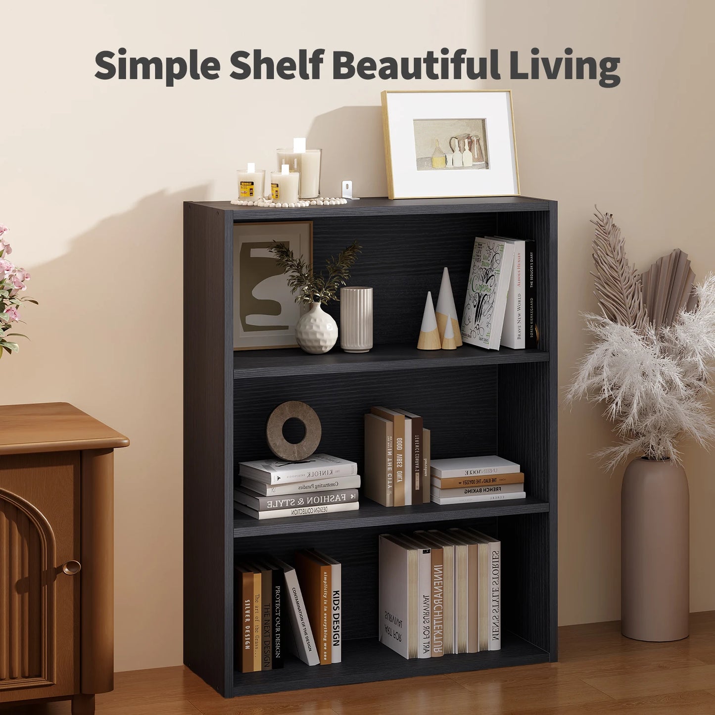 MCQ Wooden Tiered Bookshelf Storage Stand For Home Organization