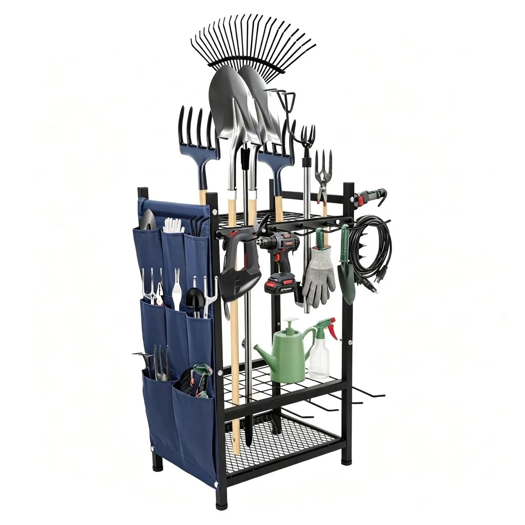 Heavy Duty Metal Garden Tool Storage Rack And Organizer
